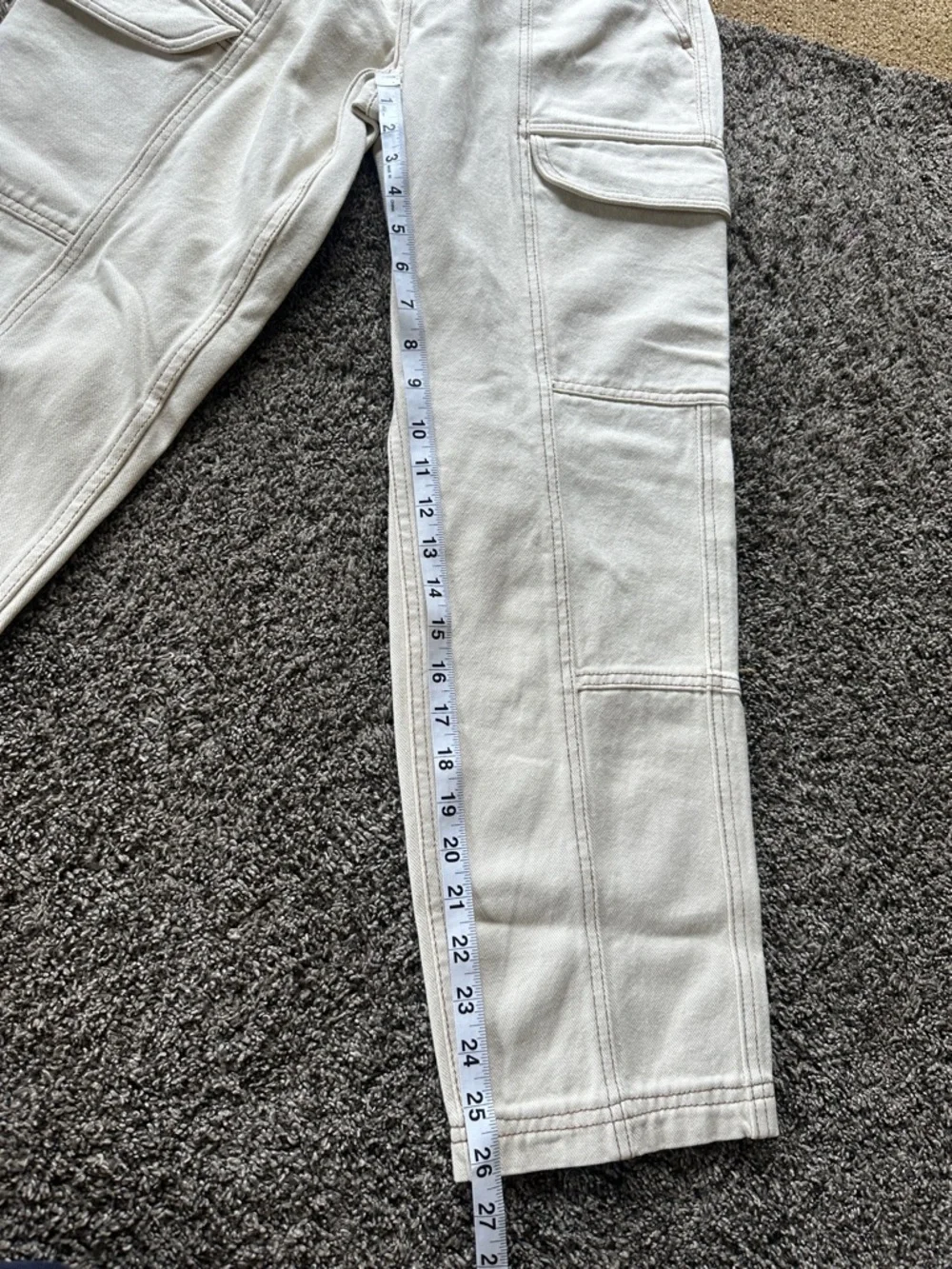 PacSun Women's Straight Leg Cargo Pants in Off-White Light Tan Size Small - Picture 11 of 11